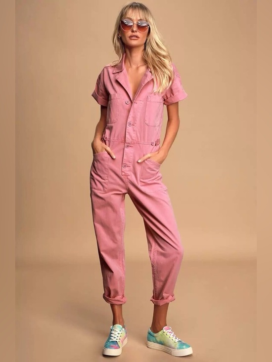 pistola Pants - Pistola Pink ‘Grover Field Suit’ Utilitarian Jumpsuit in “Ash Rose”, Size XS